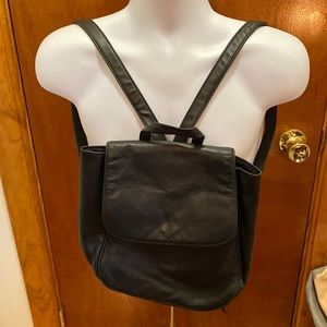 Aurielle Black Leather Double Strap Mini Backpack